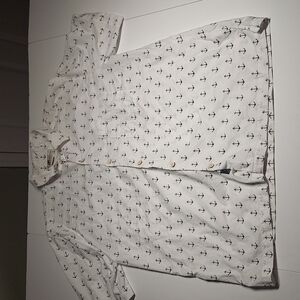 Joe Marlin 100% Cotton SS Shirt White w/Navy Anchors  XL